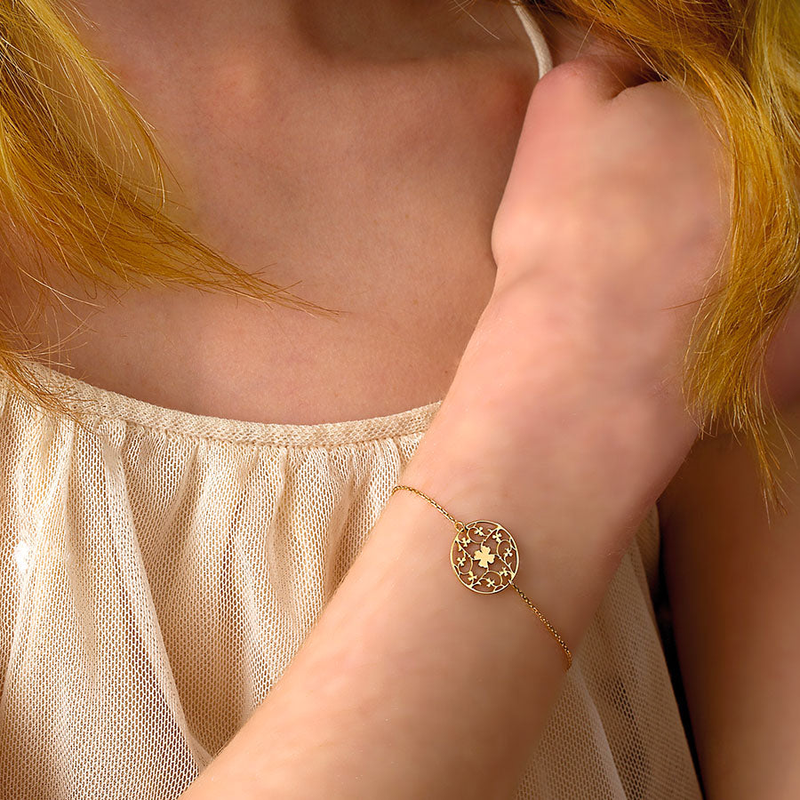 Bracelet Trèfle en Or jaune - Chaîne