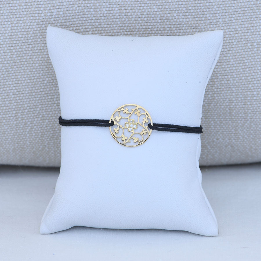 Bracelet Trèfle en Or jaune et 5 Diamants - Cordon – GabyLF