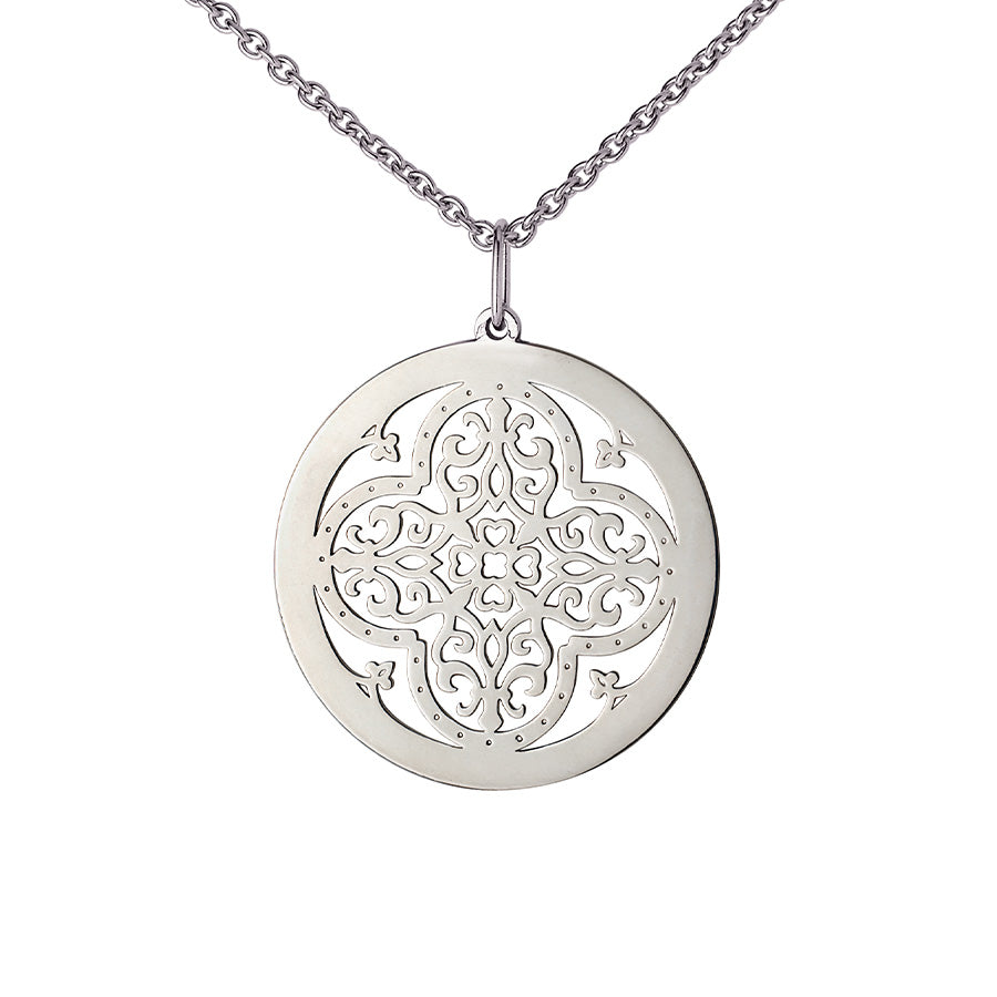 Médaille Rosace en Argent & Email bleu main image 1